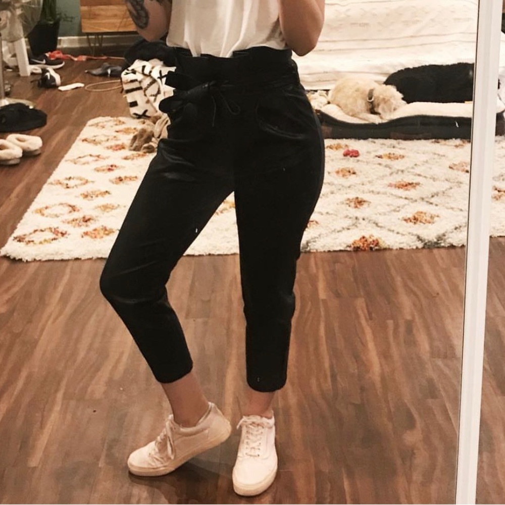 Faux Leather Peplum Pants Made in Los Angeles